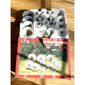 Complete Vintage Porcelain Christmas Tea Set